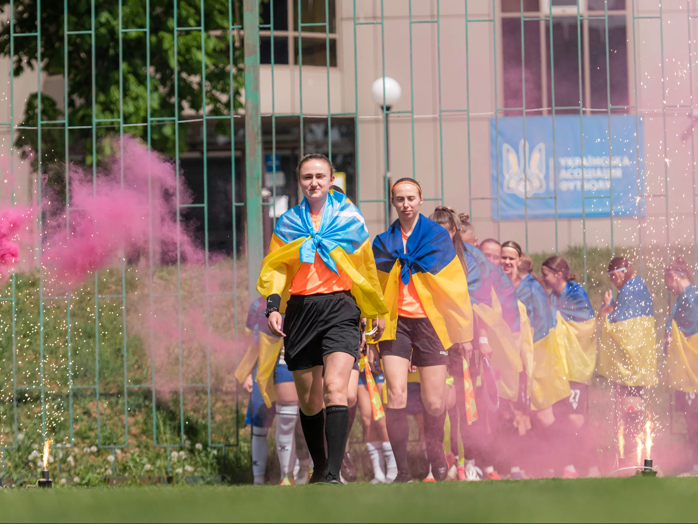 A vibrant array of soccer action shots and community engagement, illustrating the spirit of Women's Football Club Mariupol.